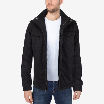 X RAY Men's Cotton Canvas Lightweight Military Jacket Casual Field Windbreaker in BLACK Size Large