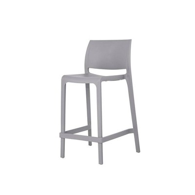 Gray Climate Resistant Minimalist Stackable Counter Stools, Set of 2