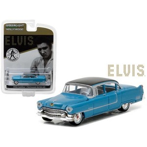 1955 Cadillac Fleetwood Series 60 Special Blue with Black Top Elvis Presley 1935-1977 1/64 Diecast Model Car Greenlight - 1 of 3