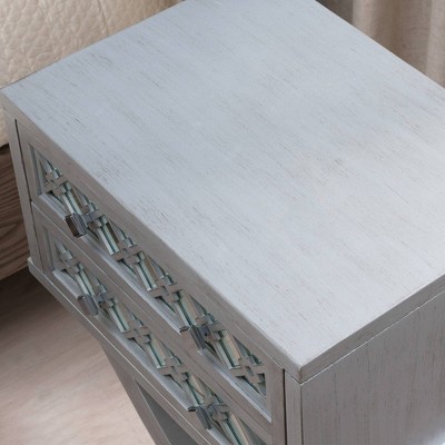 Silver Leaf Mirrored 2-Drawer X Base Nightstand