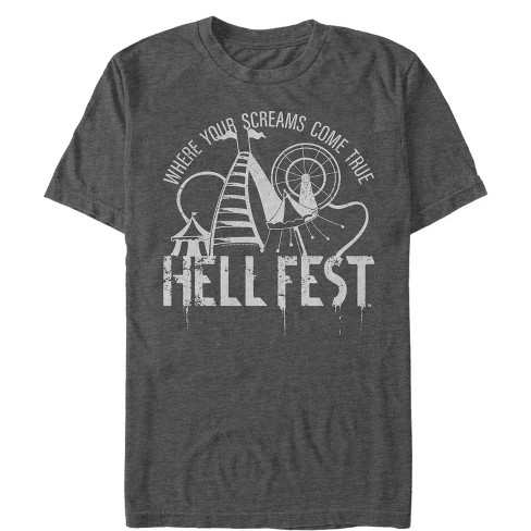 Men s Hell Fest Screams Come True T Shirt Charcoal Heather 4X Large