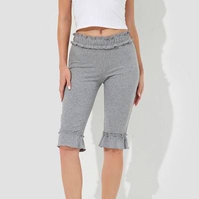Women's High-Rise Ruffle Slim Leg Capri Tights - Wild Fable™ Heather Gray