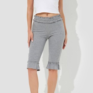 Women's High-Rise Ruffle Slim Leg Capri Tights - Wild Fable™ Heather Gray - 1 of 4