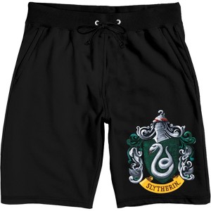 Harry Potter Slytherin House Shield Men's Black Sleep Pajama Shorts - 1 of 3