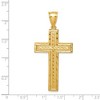 Black Bow Jewelry Men's 14k Yellow Gold Diamond-Cut Bordered Cross Pendant, 26 x 55mm - 4 of 4