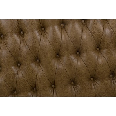 Draper 58" Light Brown Faux Leather Tufted Cocktail Ottoman