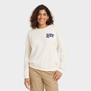 Women's Miller Lite Cozy Graphic Sweatshirt - Ivory - 1 of 3