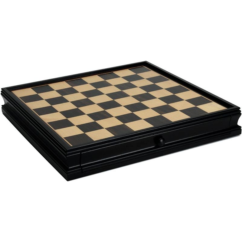 WE Games Chinese Qin Chess & Checkers Game Set - Pewter Chessmen & Black Stained Wood Board with Storage Drawers 15 in., 5 of 7
