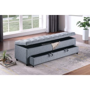 PAGED Ottoman Bench with Storage, Tufted Storage Bench with Pull Out Drawer, Foot Stool for Entryway, Bedroom - 1 of 4