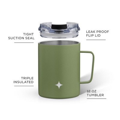 Green Triple Insulated Stainless Steel Travel Tumbler with Handle, 12oz