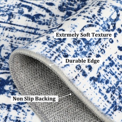 Vintage Printed Area Rugs Non-Slip Oriental Distressed Accent Carpet