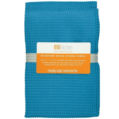 3pk Waffle Microfiber Dish Cloths Blue - Mu Kitchen : Target