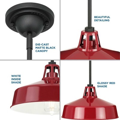 Cedar Springs Red and White Glass Outdoor Hanging Light