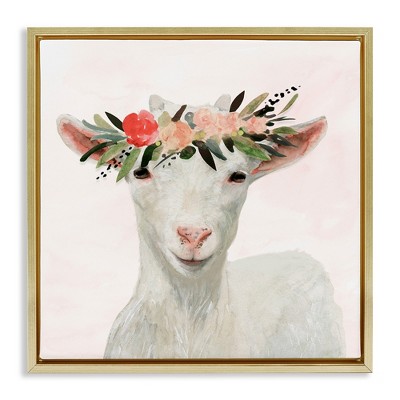 Stupell Industries Springtime Flower Crown Baby Goat, 25" x 25"