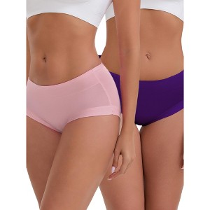 INSPIRE CHIC Women's Mid-Waisted Modal Solid Cotton Soft Breathable Full Coverage Briefs 2 Packs - 1 of 4