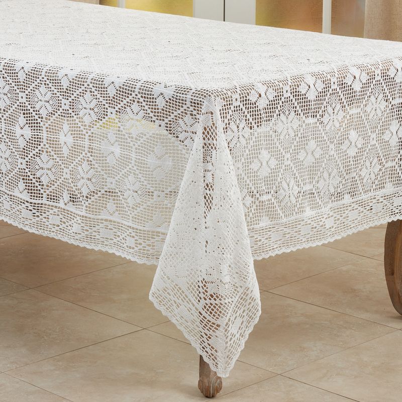 Saro Lifestyle Vintage Tablecloth With Crochet Design, 1 of 5
