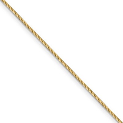 Black Bow Jewelry 1mm 14k Yellow Gold Solid Round Snake Chain Necklace