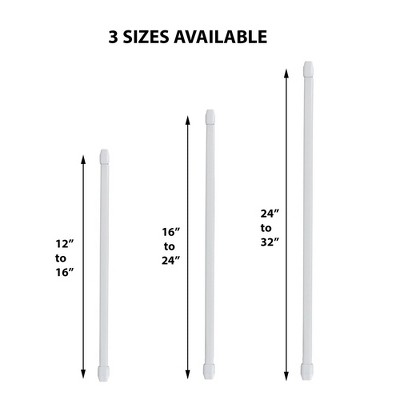 White Adjustable Aluminum Tension Rod Set for Lightweight Curtains