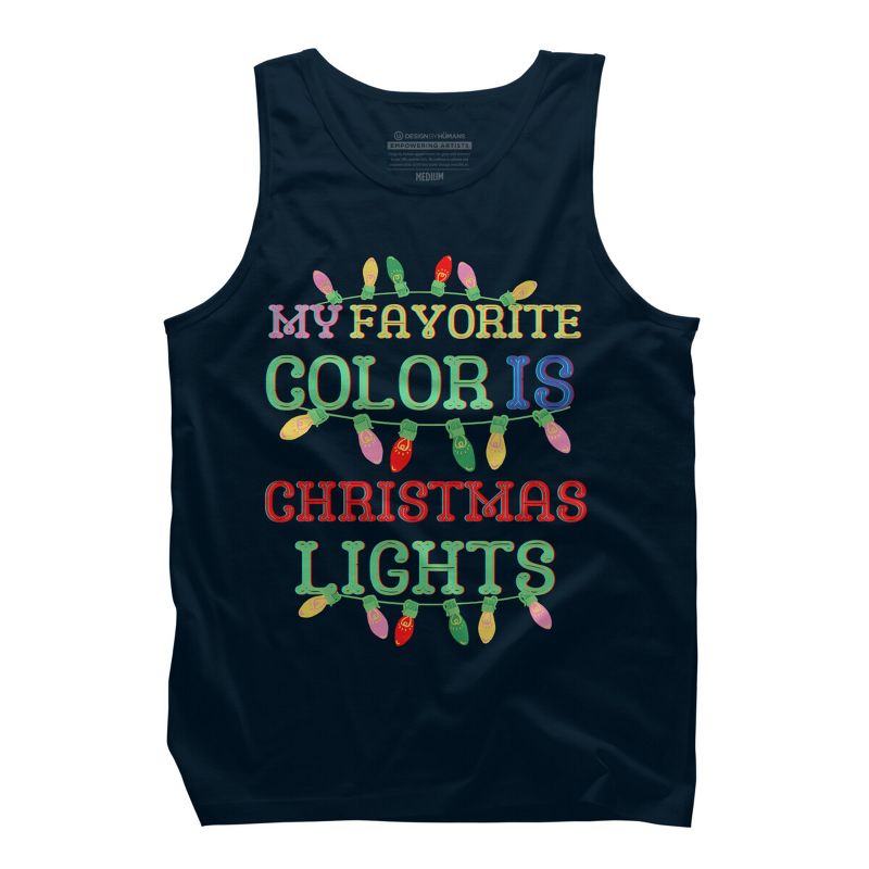 Men's Design By Humans My Favorite Color Is Christmas Lights - Merry Christmas By SHOPP Tank Top, 1 of 4