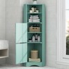 TiramisuBest Tall Bathroom Corner Cabinet, Freestanding Storage Cabinet with Doors and Adjustable Shelves, MDF Board, Green - 2 of 4
