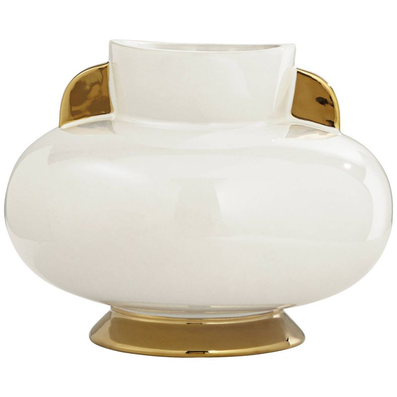 Studio 55D Sonata 10 1/2" Wide White Ceramic Vase with Handles, 1 of 9