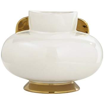 Studio 55D Sonata 10 1/2" Wide White Ceramic Vase with Handles