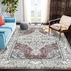 Washable Black Vintage Floral Area Rug ¨C Non-Slip, Thin & Foldable Distressed Traditional Carpet - 2 of 4