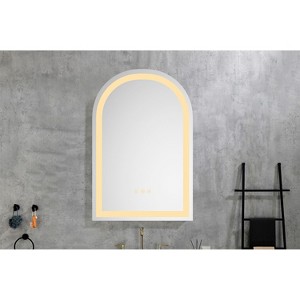 Okak Modern High Lumen Arched Smart Wall Mirror for Bathroom,Aluminum Frame Anti-fog Vanity Mirror with LED Touch Screen - 1 of 4