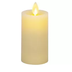 Luminara - Ivory Flameless Candle Slim Pillar - Recessed Top Unscented