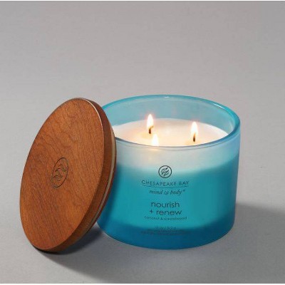 Light Blue Frosted Glass Soy Jar Candle with Wood Lid