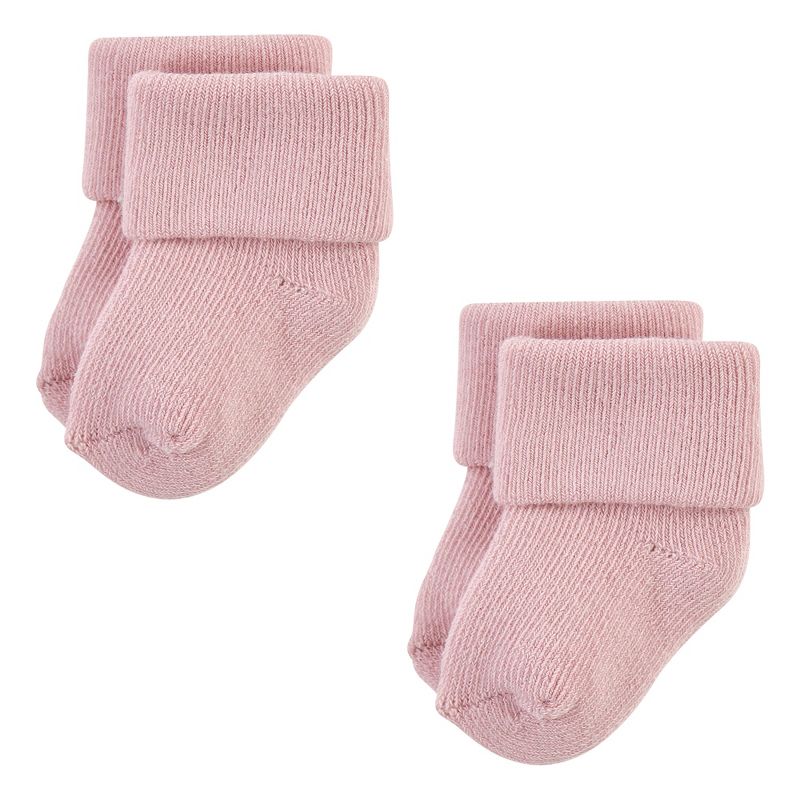 Hudson Baby Infant Girl Cotton Rich Newborn and Terry Socks, Solid Blush Pink, 4 of 7