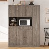 Farmhouse Buffet with Hutch and Pull-Out Cabinet,MDF Kitchen Pantry Cabinet with Adjustable Shelves,Large Freestanding Pantry Cabinet-Coolbibila - 2 of 4
