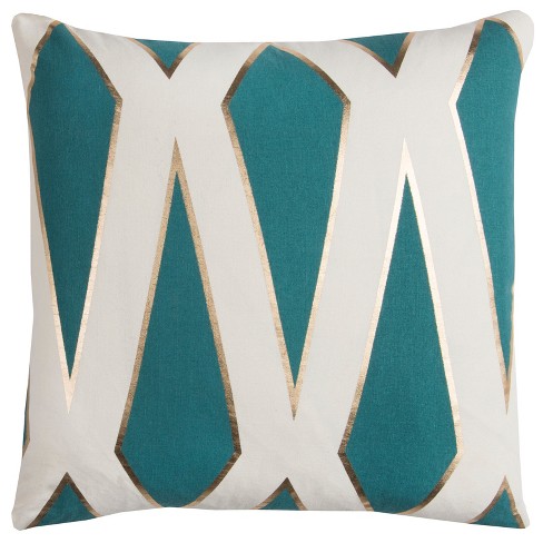 Teal geometric cushion sale