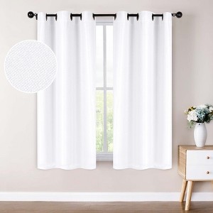 Modern Farmhouse Textured Room Darkening Semi-Blackout Curtains, Set of 2 by Blue Nile Mills - 1 of 4