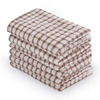 Talvania Dishcloths for Kitchen Cotton Terry Dish Cloths 12 Pack Soft and Absorbent Cleaning Dish Rag 12 x 12 Small Dish Towels (Brown)