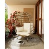 Swivel Egg Chair Outdoor with Cushions – Oversized Wicker Rattan Patio Egg Chair with Sturdy Steel Frame for Backyard, Balcony & Living Room, Beige - 4 of 4