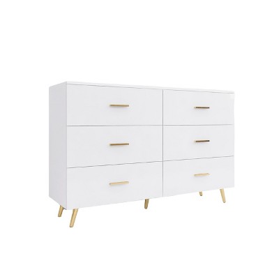 NicBex 47.20"L Metal Handles Modern Dresser for Bedroom with 6 Drawers, White