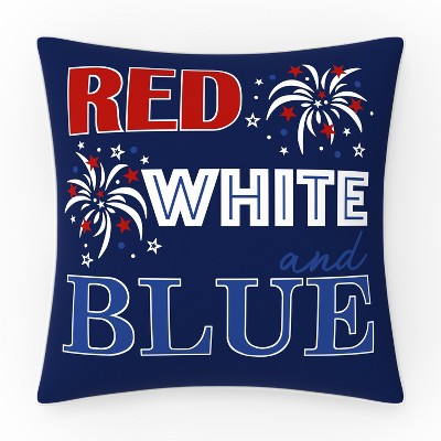 18"x18" Outdoor/Indoor Square Throw Pillow Red - Pillow Perfect: Americana Velvet, Polyester Fiber Fill, Spot Clean