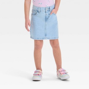 Toddler Girls' Classic Skirt - Cat & Jack™ Light Wash - 1 of 3