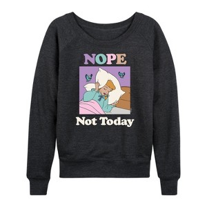 Women's - Disney Princess - Aurora Sleeping Beauty Nope Not Today Lightweight French Terry Wide Neck Long Sleeve Shirt - 1 of 4