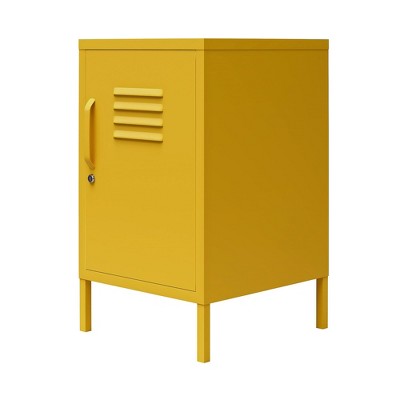 Mustard Yellow Metal Locker Style End Table with Storage