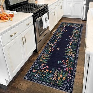 Acekool Washable Area Rug, Non-Slip Soft Botanical Floor Carpet, Plush Large Rug for Living Room Bedroom Home Office, Easy Care - 1 of 4