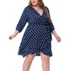 Agnes Orinda Women's Plus Size Polka Dots Elegant  3/4 Sleeve Ruffle Dress - 2 of 4