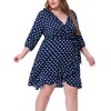 Agnes Orinda Women's Plus Size Polka Dots Elegant  3/4 Sleeve Ruffle Dress - image 2 of 4