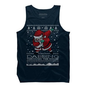 Men's Design By Humans Dabbing Through The Snow Santa Shirt Ugly Christmas Sweater By vomaria Tank Top - 1 of 3