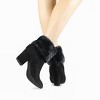 Allegra K Women's Side Zipper Cute Round Toe Faux Fur Chunky Heel Ankle Boots - image 2 of 4