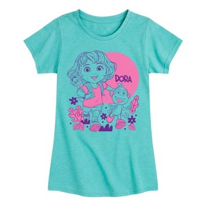 Girls' - Dora the Explorer - Boots Lineart Fitted Short Sleeve Graphic T-Shirt - 1 of 4