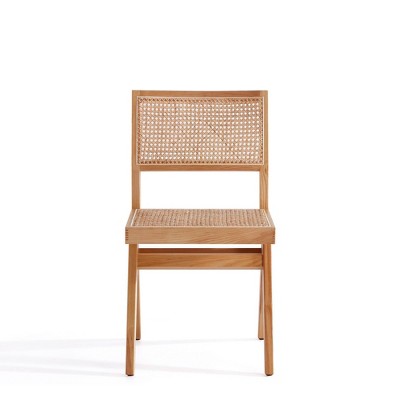 Elevated Nature Cane High-Back Side Chair in Natural Beige
