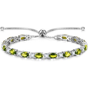 Sterling Silver Birthstone Tennis Bracelet, Bolo Adjustable Chain Fine Jewelry, Birthday Gift for Women Mom Wife - 1 of 4