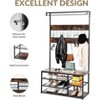 Hall Tree with Shoe Bench and Hanging Rod, 3 in 1 Coat Rack with Storage Shelves and Removable Hooks, Entryway Closet Organizer Rack Freestanding - 3 of 4